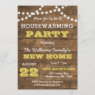 Barnwood Lights Golden Housewarming Einladung