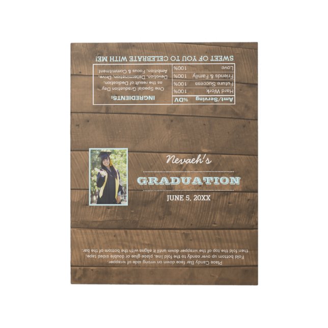 Barnwood Lights Graduation Favor Candy Wrappers Notizblock (Rotiert)