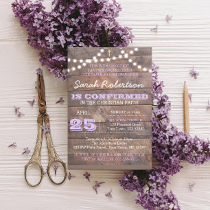 Barnwood Lights Lilac Bestätigung/Taufe Einladung