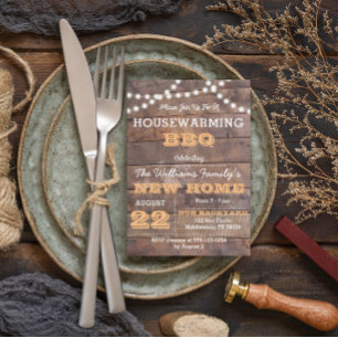 Barnwood Lights Peach Housewarming Einladung