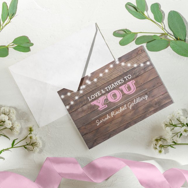 Barnwood Lights Pink Bat Mitzvah Vielen Dank Dankeskarte (Von Creator hochgeladen)
