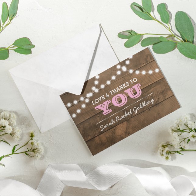Barnwood Lights Pink Bat Mitzvah Vielen Dank Dankeskarte (Von Creator hochgeladen)