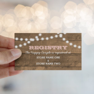 Barnwood Lights Pink Bridal Wedding Registry Begleitkarte