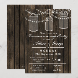 Barnwood mason jarre rustique invitations de chauf