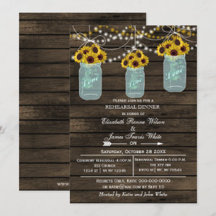 Barnwood mason jarres répétition dîner invitation