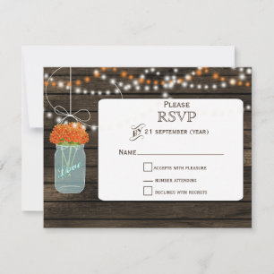 Barnwood-Orange-Blume Maurerkirschen Hochzeit RSVP Karte