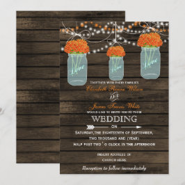 Barnwood, Orangenmason Jar Hochzeitseinladungen Einladung