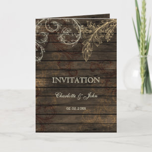 Barnwood, Rustic blüh Hochzeit lädt ein Einladung