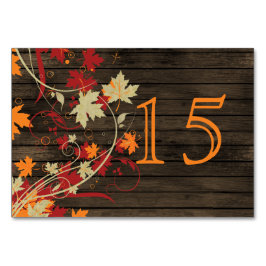 Barnwood Rustic, Herbstlaub Hochzeit Tischnummern