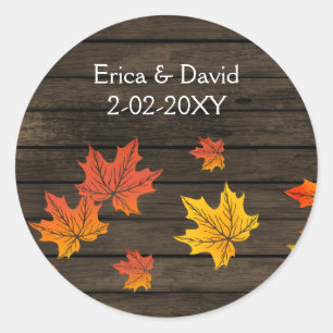 Barnwood Rustic Hochzeit im Herbst bevorzugt Aufkl Runder Aufkleber