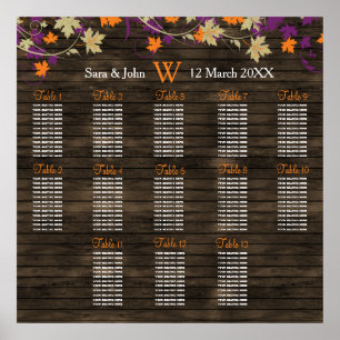 Barnwood Rustic Pflaume Hochzeit im Herbst Plan Poster