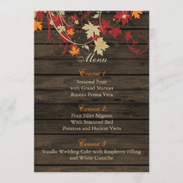 Barnwood Rustikale ,Herbstlaube Hochzeitskarte Menükarte