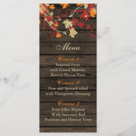 Barnwood Rustikale ,Herbstlaube Hochzeitskarte Menükarte