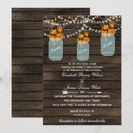 Barnwood, Rustikale Jar Hochzeit im Herbst lädt ei Einladung