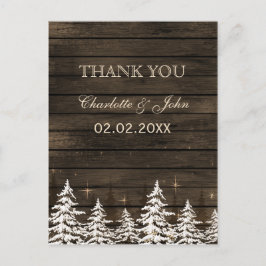 Barnwood Rustikale Kiefernbäume, Winter Dankeschön Postkarte