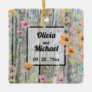 Barnwood-Schrift botanische Aquarellblumen Keramikornament