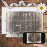 Barnwood und Daisies Wedding Save The Date<br><div class="desc">Diese rustikale Save the Date-Karte ist Teil der Hochzeitssuite von Barnwood and Daisies,  die von Simply Farmhouse Press kreiert wurde.</div>