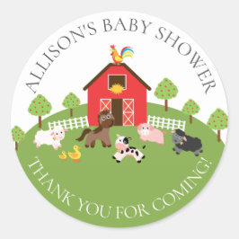 Barnyard Animals Baby Dusche Vielen Dank Sticker