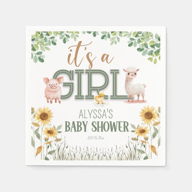Barnyard Animals Baby Girl Baby Dusche Serviette (Vorderseite)