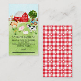 Barnyard Animals Baby Showdiaper Raffle Ticket Begleitkarte