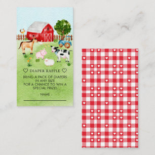 Barnyard Animals Baby Showdiaper Raffle Ticket Begleitkarte