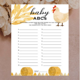Barnyard Animals - Baby Shower Baby ABCs Game