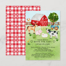 Barnyard Animals Baby Shower Book for Baby