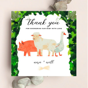 Barnyard Animals - Baby Shower Thank You Card Dankeskarte