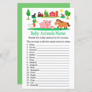 Barnyard Baby Animals Name Game