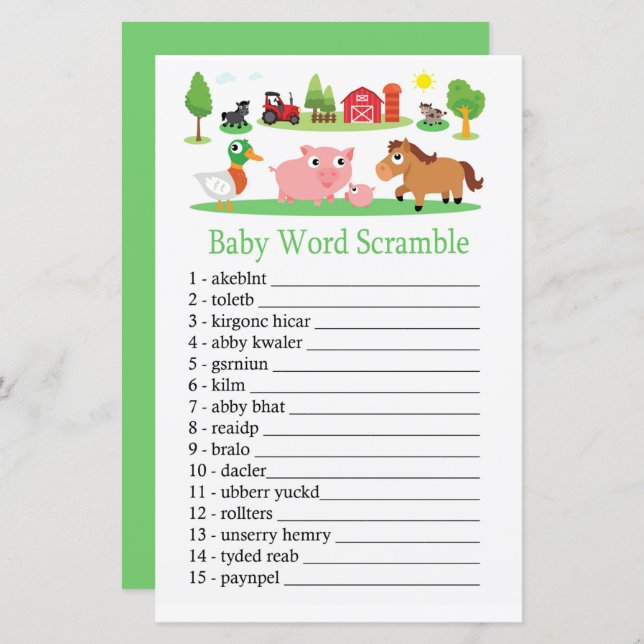 Barnyard Baby Wortspiel (Vorne/Hinten)