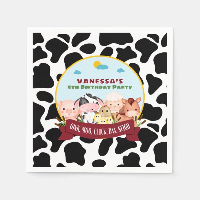Barnyard Bash Birthday Serviette (Vorderseite)