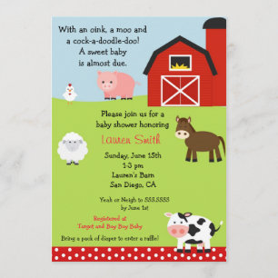 Barnyard-Bauernhof-Babyparty-Einladung Einladung