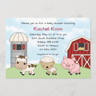 Barnyard-Bauernhof-Babyparty-Einladungen Einladung