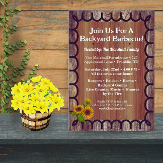 Barnyard BBQ Bash Invitation Template Rustic Wood  Einladung