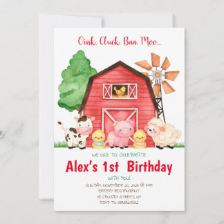 Barnyard Birthday Bash Wasserfarbenfarm Einladung