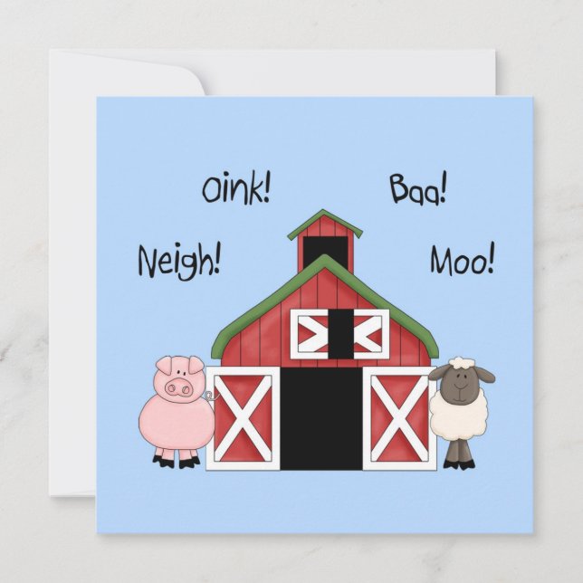 Barnyard Birthday - Einladung zum Thema Landwirtsc (Vorderseite)