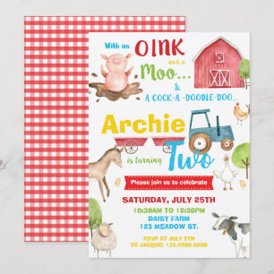 Barnyard Birthday Party Farm Animals verwandeln zw Einladung