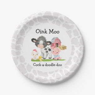 Barnyard Birthday Plate Oink Moo Cockadoodledoo Pappteller