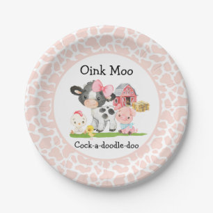 Barnyard Birthday Plate Oink Moo Cockadoodledoo Pappteller