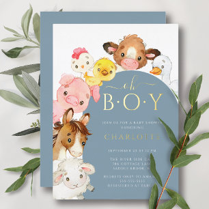 Barnyard Buddies Babyparty Folieneinladung