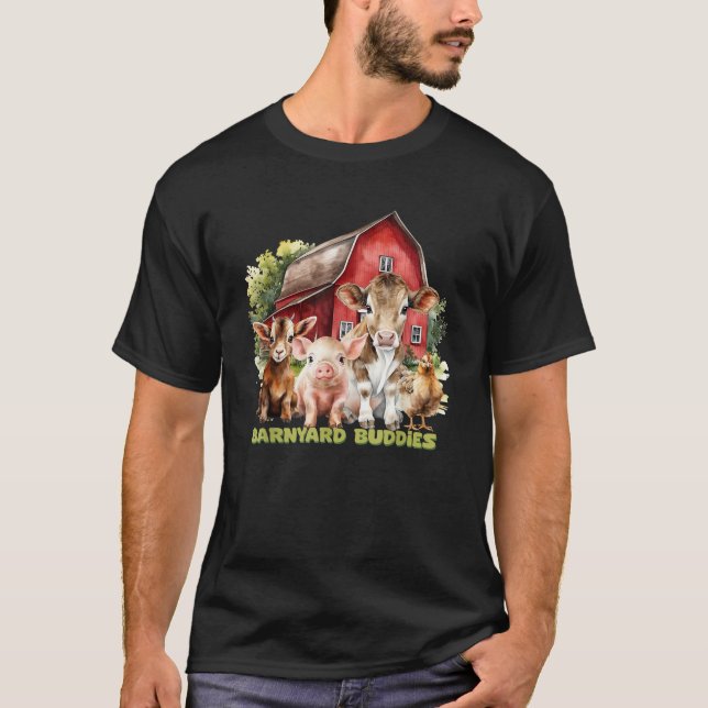 Barnyard Buddies Niedliche Kuhziege Schweinehund a T-Shirt (Vorderseite)