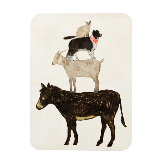 Barnyard Buds - Donkey, Ziege, Hund, Katze Magnet (Vertikal)