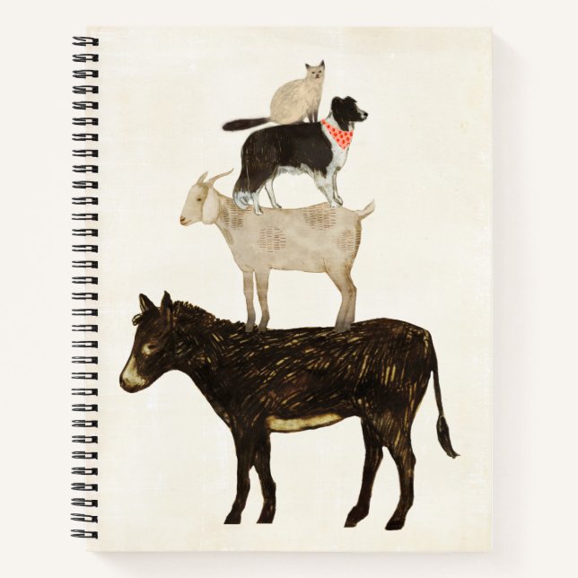Barnyard Buds - Donkey, Ziege, Hund, Katze Notizbuch (Vorderseite)