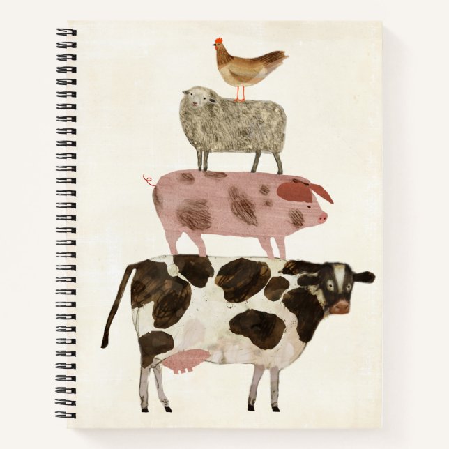 Barnyard Buds - Kuh, Schwein, Schafe und Hen Notizbuch (Vorderseite)