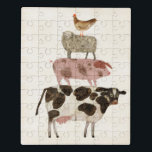 Barnyard Buds - Kuh, Schwein, Schafe und Hen Puzzle<br><div class="desc">Barnyard Buds IV von Victoria Borges. Ein lustiges Bild von Kuh,  Schwein,  Schafen und Hühnern,  die übereinander gestapelt sind.</div>