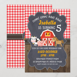 Barnyard Chalkboard Photo Anniversaire Invitation