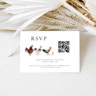 Barnyard Chicken Wedding QR Code RSVP Card Karte