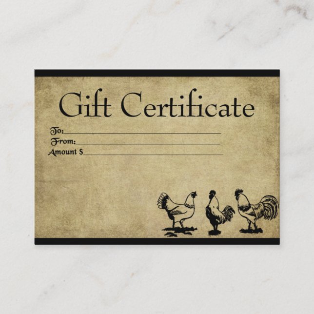 Barnyard Chickens - Erstgeschenkgutscheine Rabattkarte (Vorderseite)