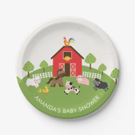 Barnyard Farm Animals Baby Shower 7" Plättchen Pappteller