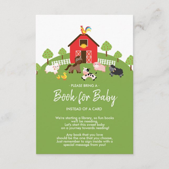Barnyard Farm Animals Baby Shower Book for Baby Begleitkarte (Vorderseite)